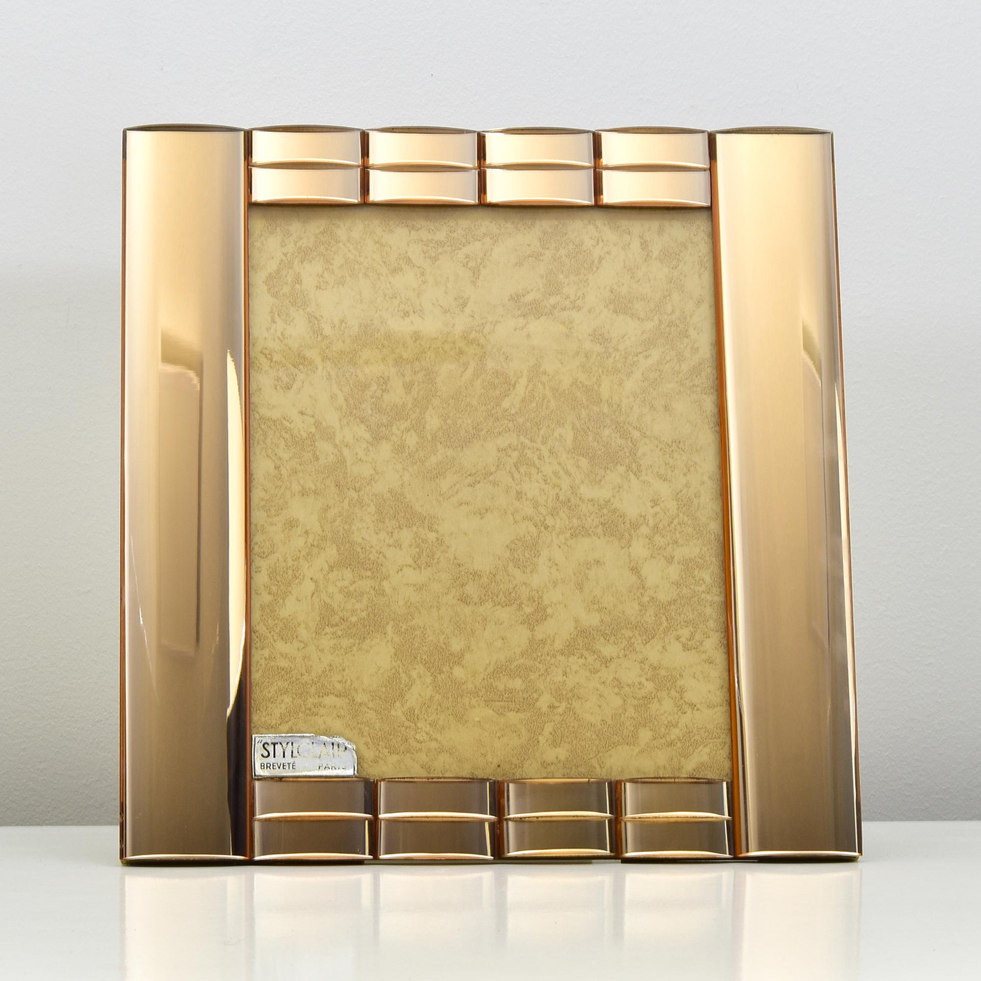 Französischer Vintage-Bilderrahmen aus verspiegeltem Glas in Roségold  Art Deco Eleganz im Angebot 4