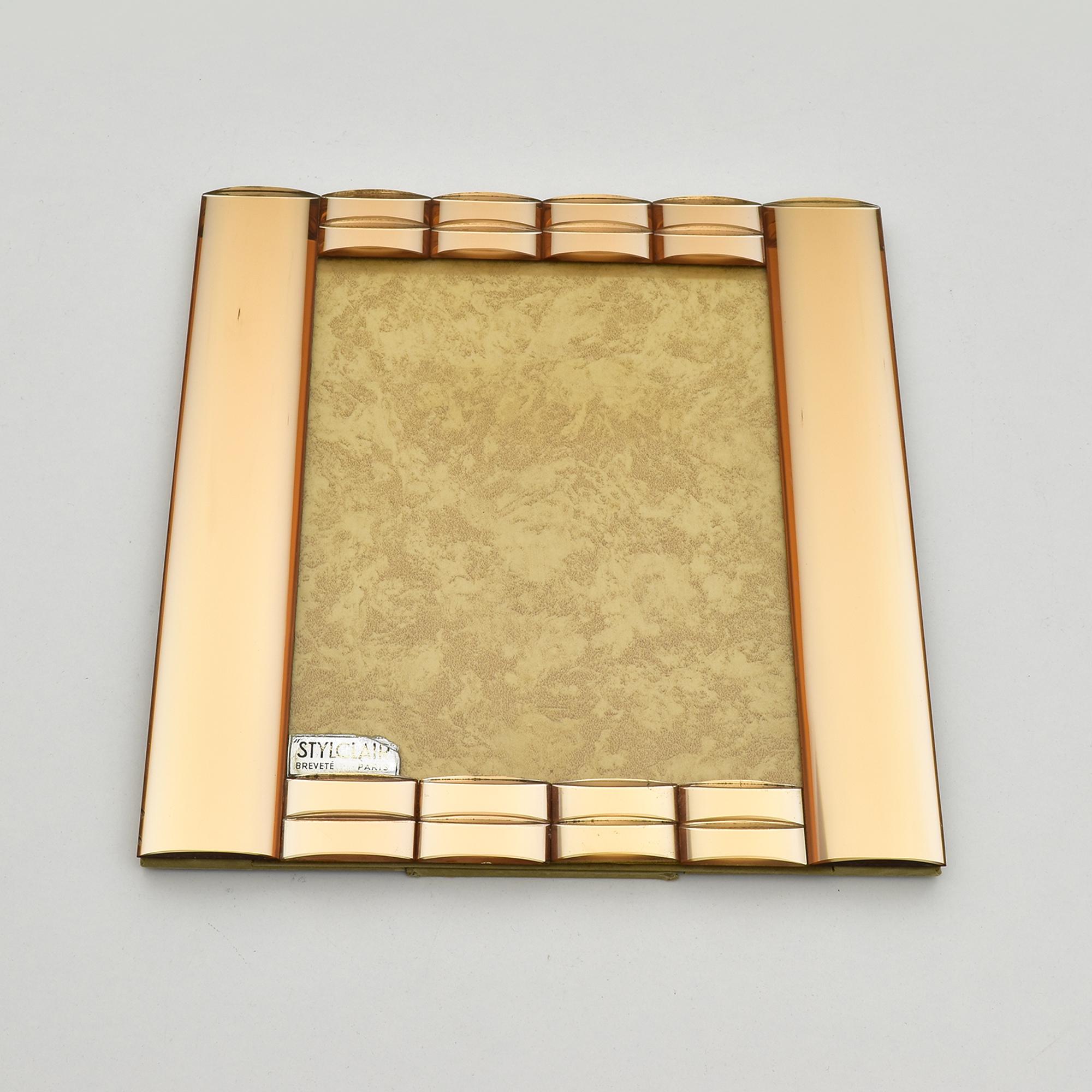 Französischer Vintage-Bilderrahmen aus verspiegeltem Glas in Roségold  Art Deco Eleganz (Art déco) im Angebot
