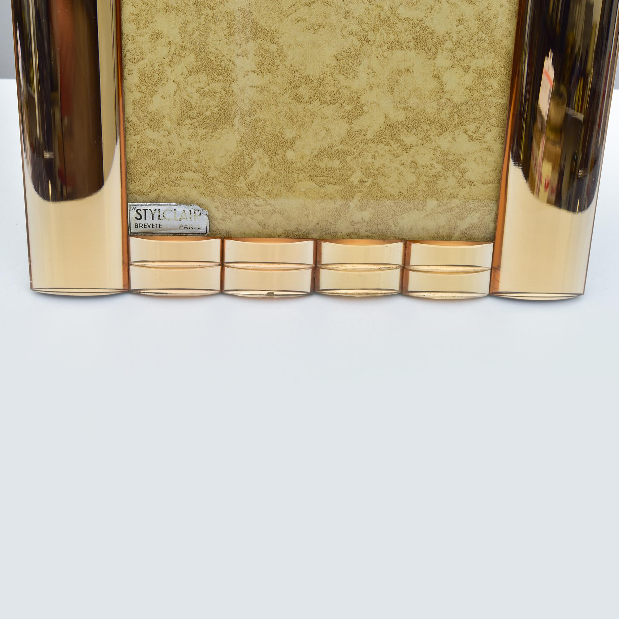 Französischer Vintage-Bilderrahmen aus verspiegeltem Glas in Roségold  Art Deco Eleganz (Mitte des 20. Jahrhunderts) im Angebot