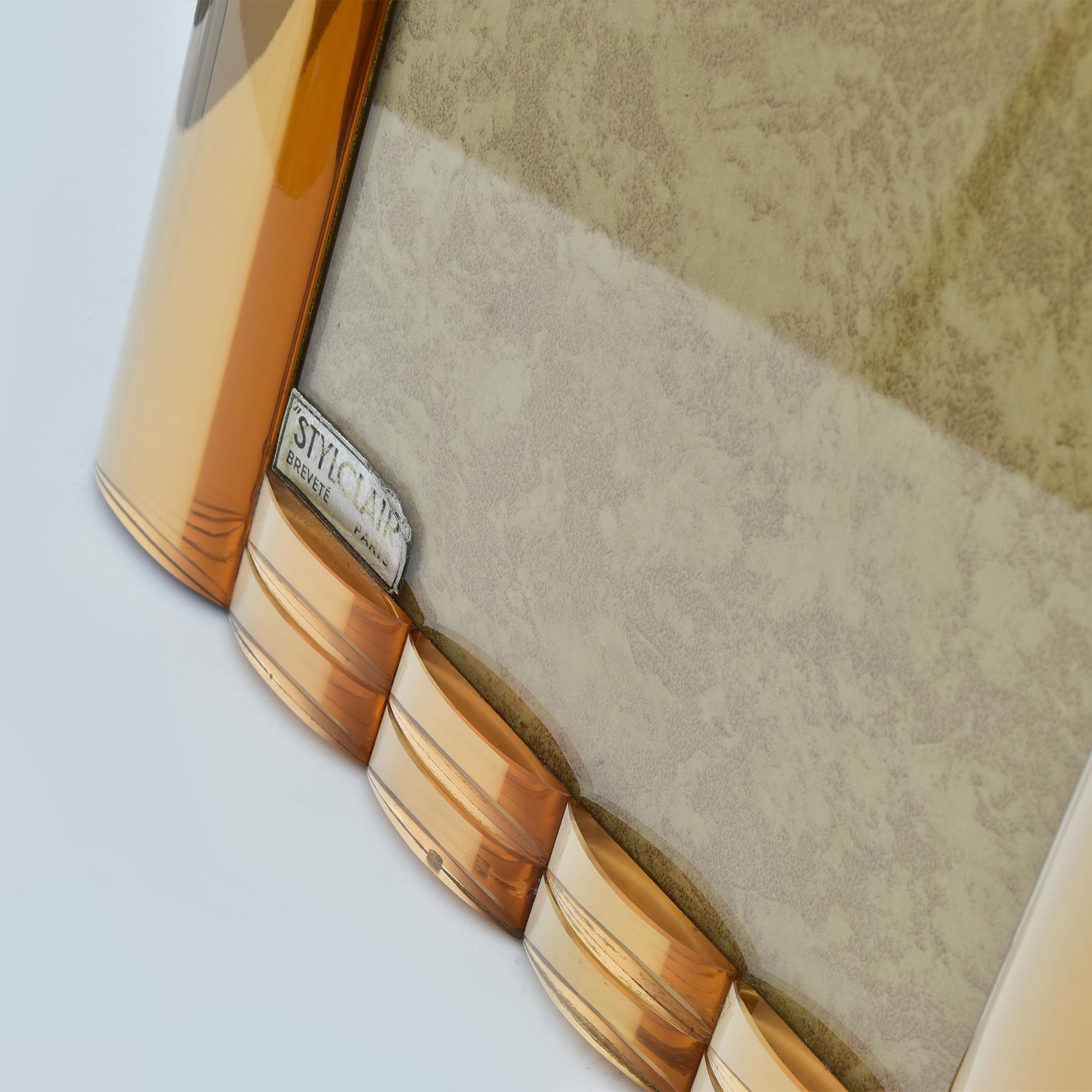 Französischer Vintage-Bilderrahmen aus verspiegeltem Glas in Roségold  Art Deco Eleganz im Angebot 1