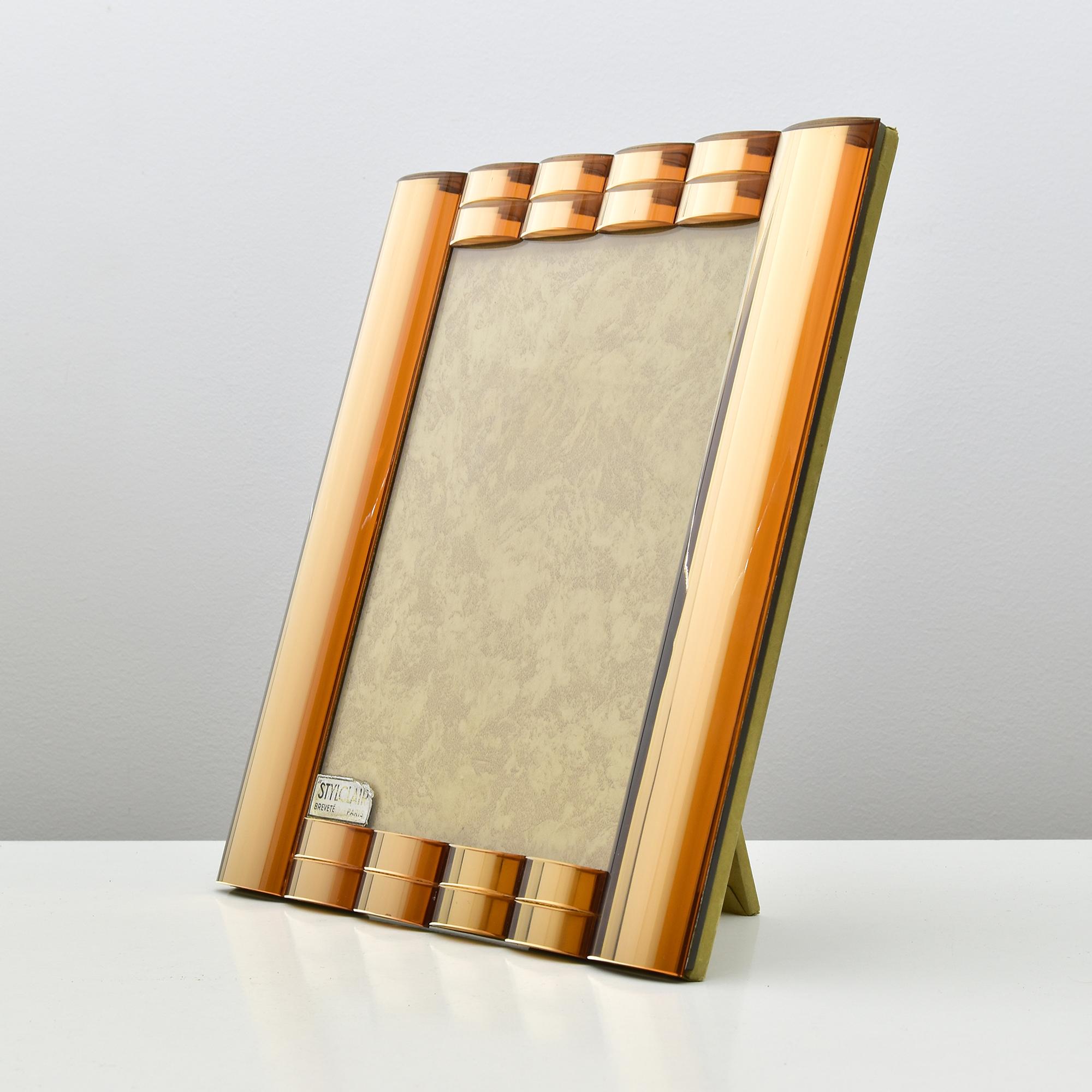 Französischer Vintage-Bilderrahmen aus verspiegeltem Glas in Roségold  Art Deco Eleganz im Angebot 2