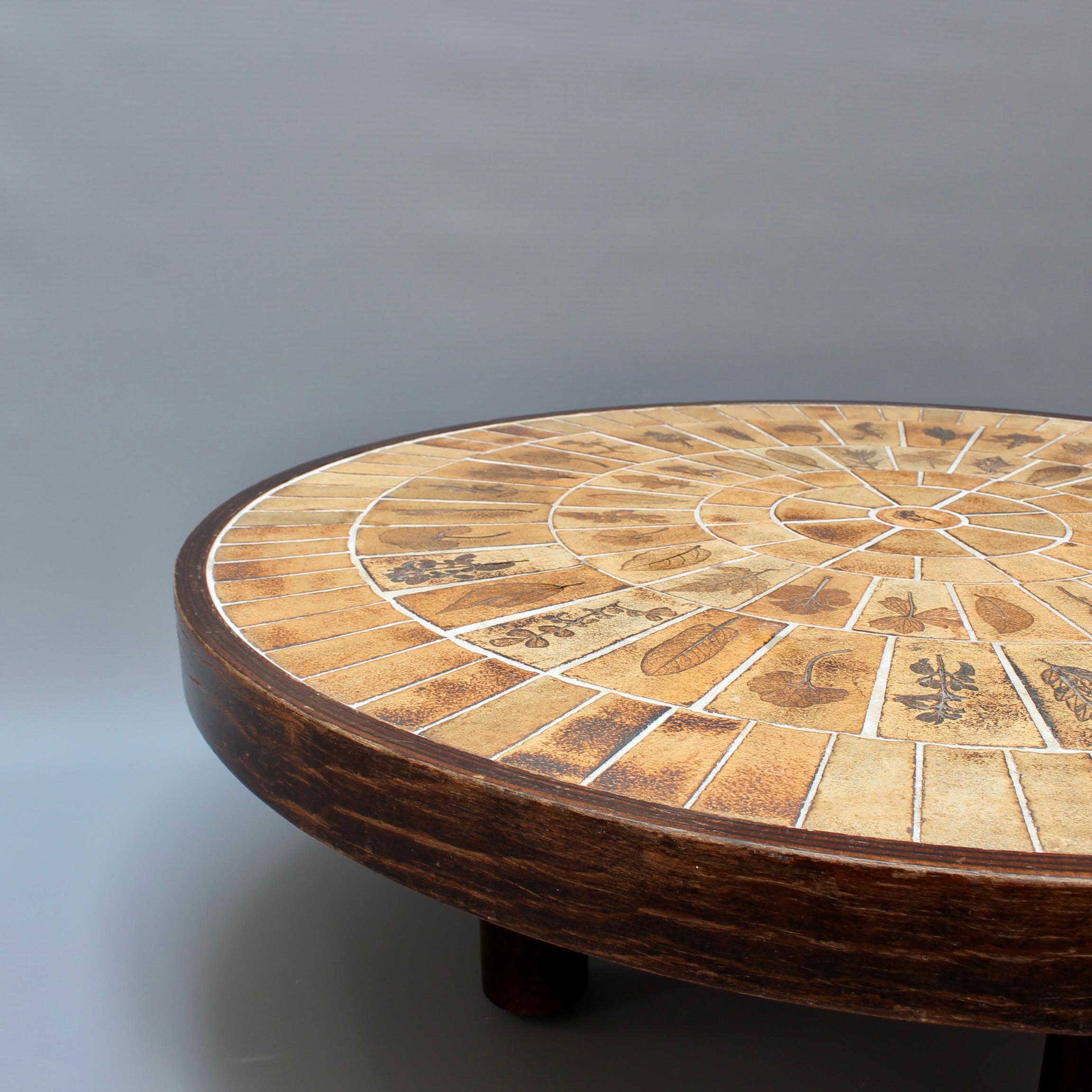 Ceramic Vintage French Round Tiled Coffee Table by Roger Capron 'circa 1970s'
