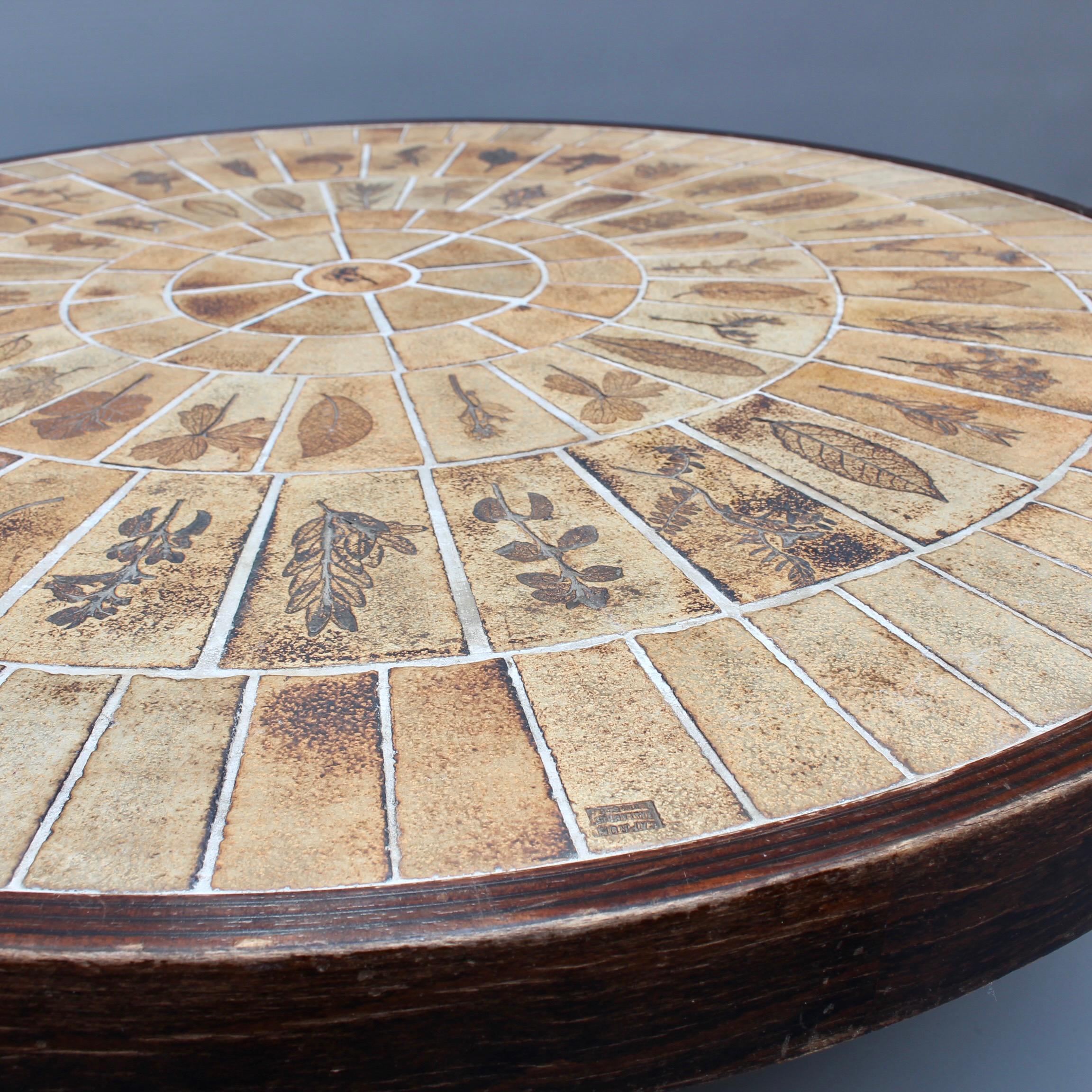 Vintage French Round Tiled Coffee Table by Roger Capron 'circa 1970s' 2