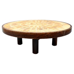 Vintage French Round Tiled Coffee Table by Roger Capron 'circa 1970s'