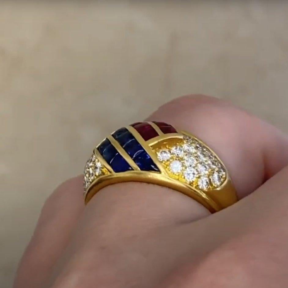 Vintage French Ruby (Approx. 0.40-Carats) and Sapphire (Approx. 0.7-Carats) Ring im Zustand „Hervorragend“ im Angebot in New York, NY