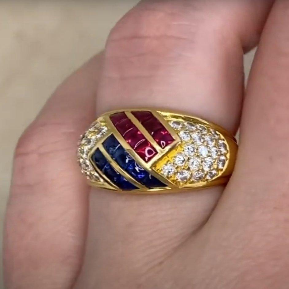 Vintage French Ruby (Approx. 0.40-Carats) and Sapphire (Approx. 0.7-Carats) Ring Damen im Angebot