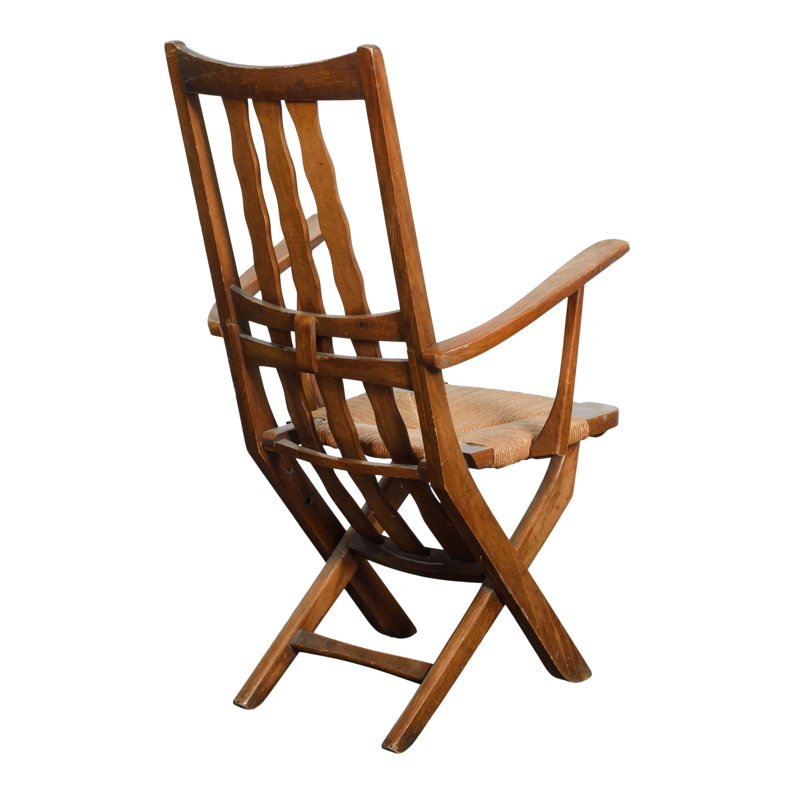 Mid-Century Modern Vintage French Rush Armchair For Sale