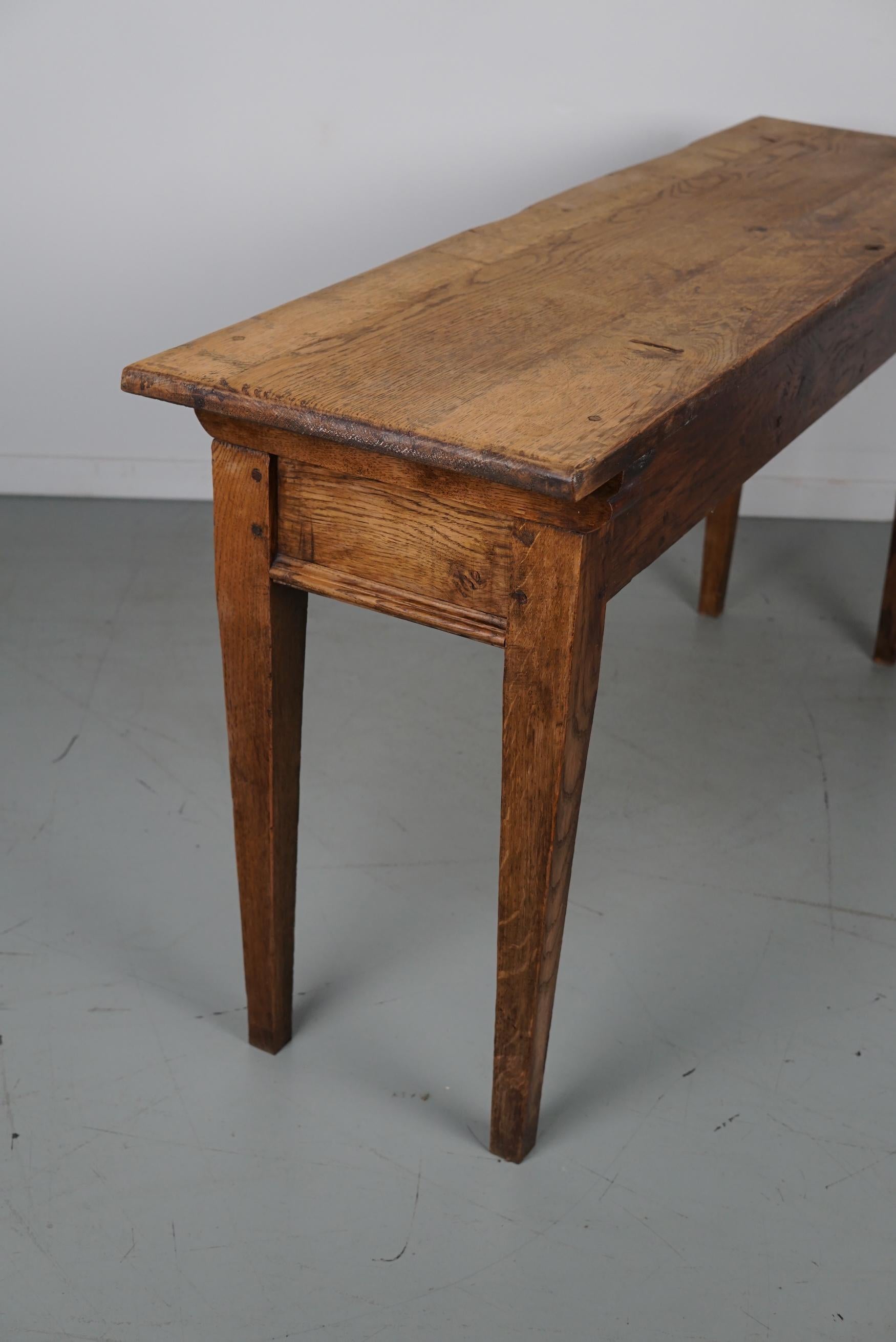Vintage French Rustic Farmhouse Oak Side Table, 1950s For Sale 7