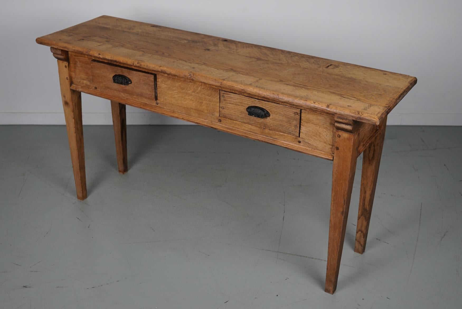 Vintage French Rustic Farmhouse Oak Side Table, 1950s For Sale 8