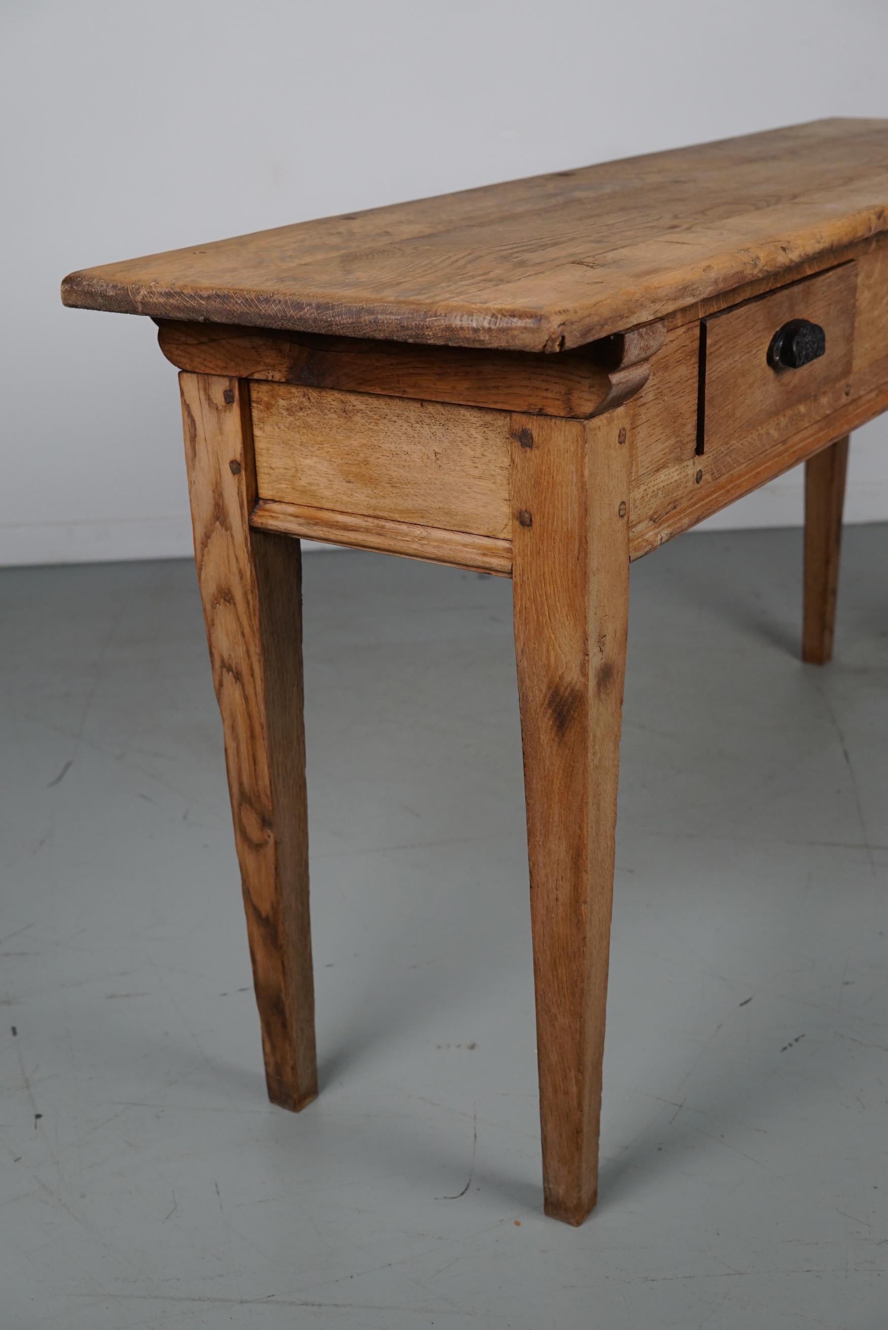Vintage French Rustic Farmhouse Oak Side Table, 1950s For Sale 5