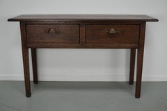 Vintage French Rustic Farmhouse Oak Side Table