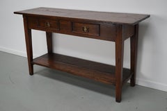 Vintage French Rustic Farmhouse Oak Side Table