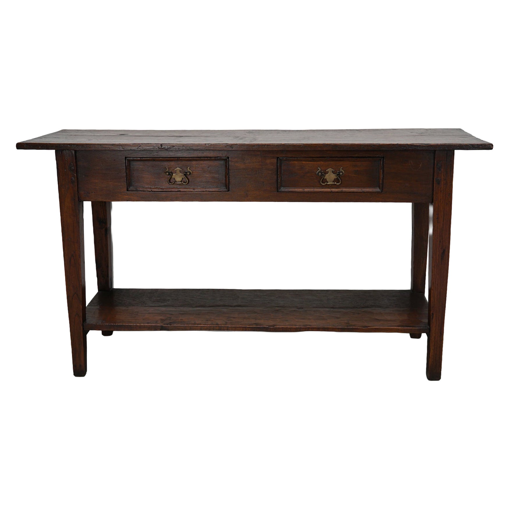 Vintage French Rustic Farmhouse Oak Side Table
