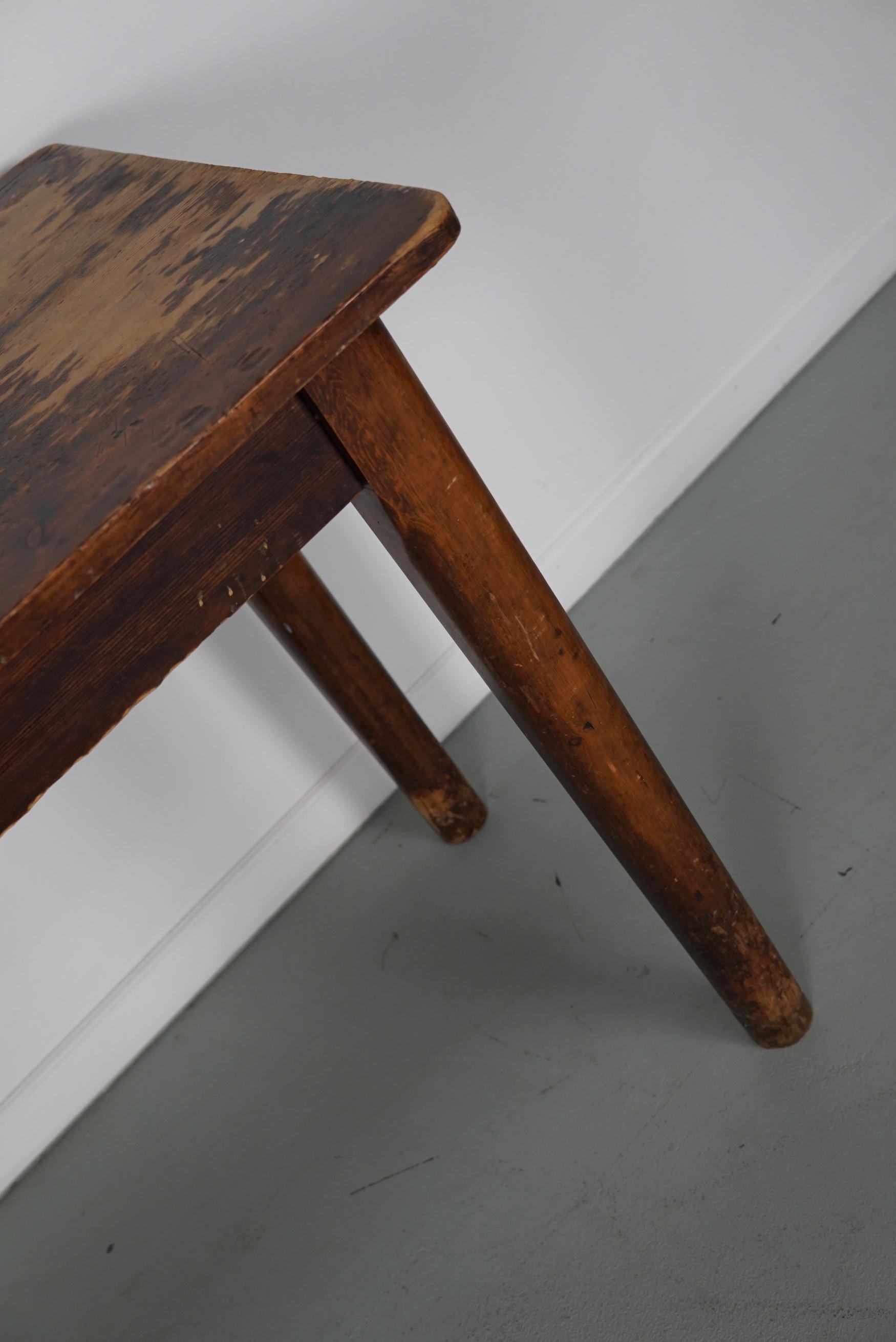 Vintage French Rustic Farmhouse Pine Side Table or Desk, 1950s For Sale 5