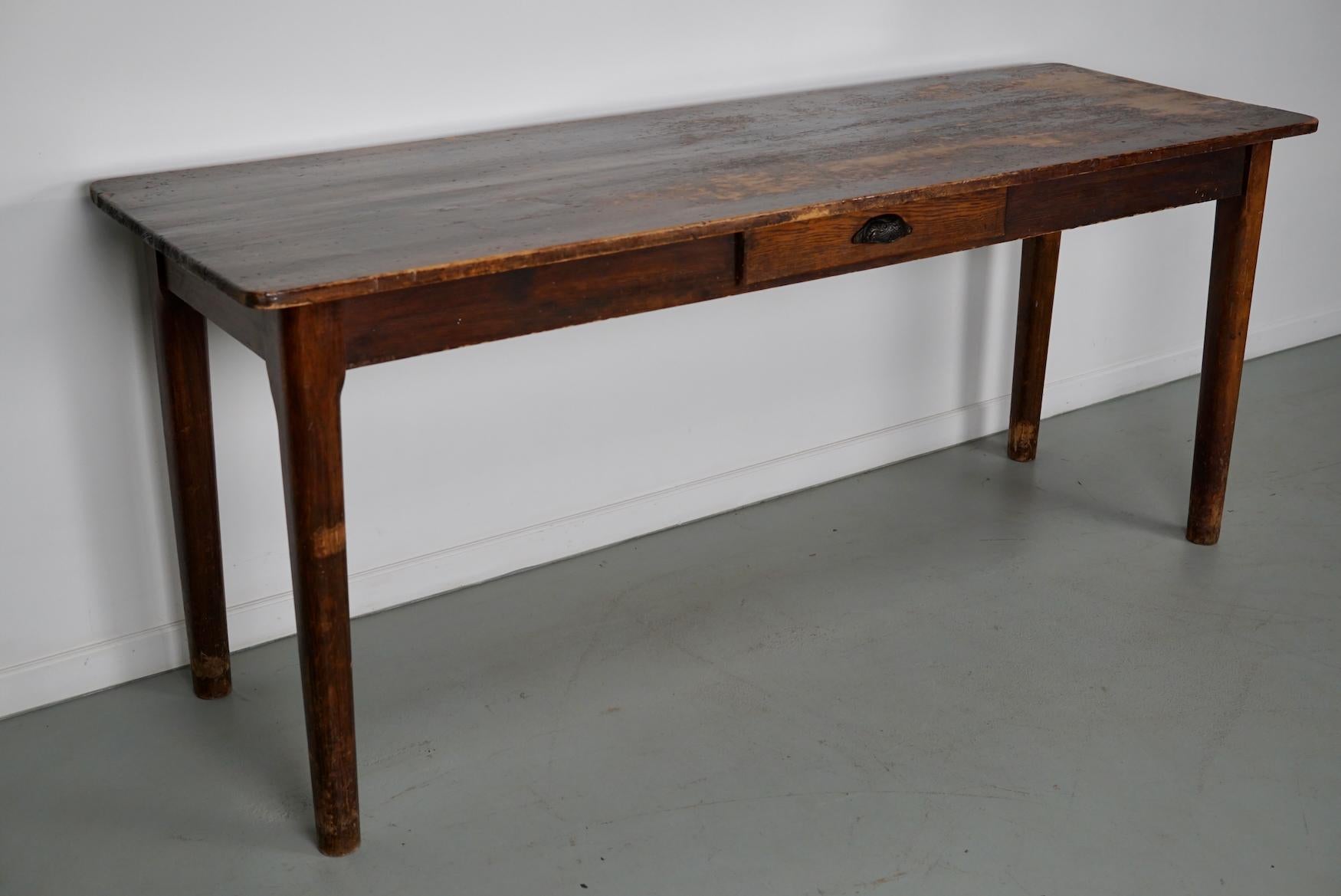 Vintage French Rustic Farmhouse Pine Side Table or Desk, 1950s For Sale 6