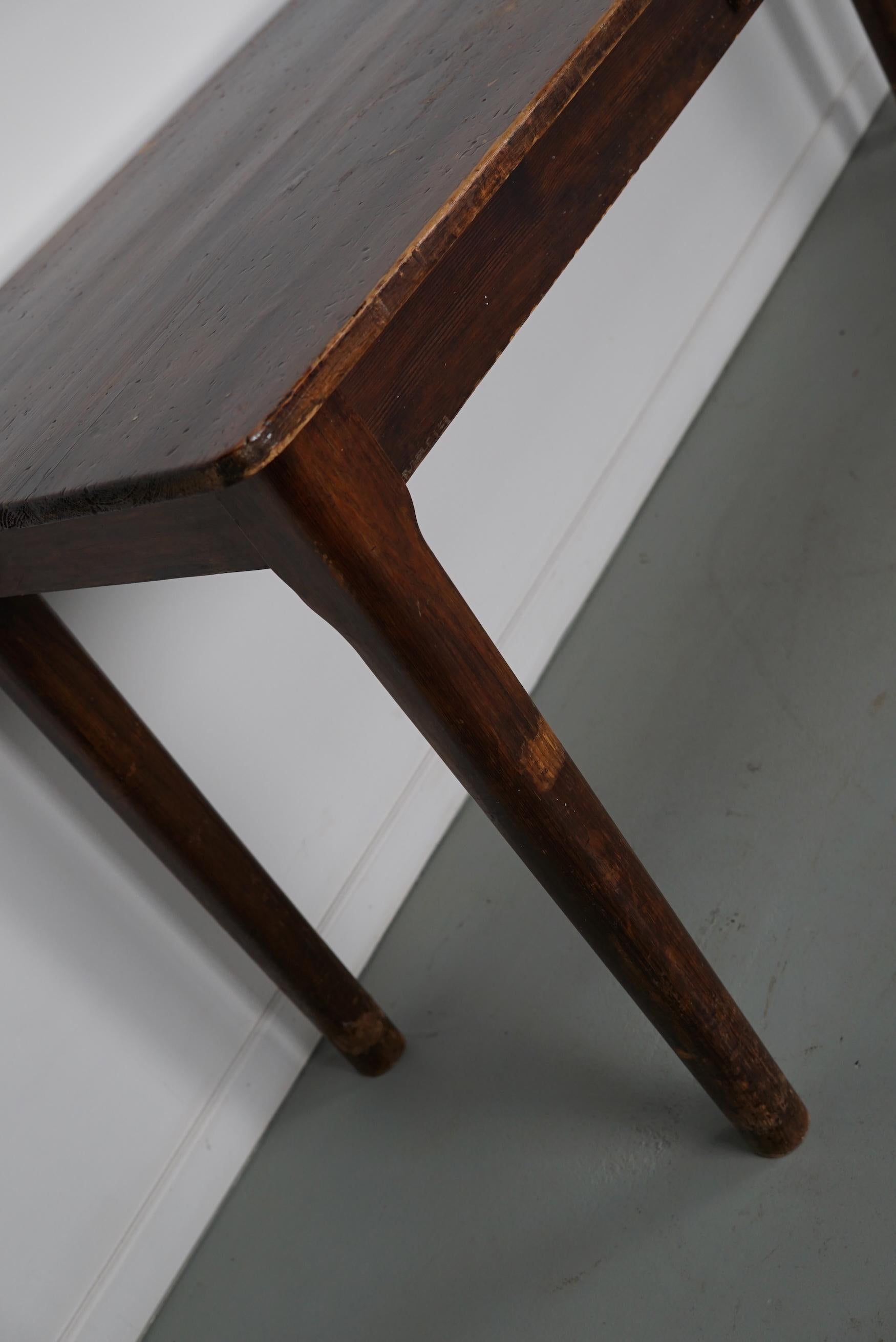 Vintage French Rustic Farmhouse Pine Side Table or Desk, 1950s For Sale 7