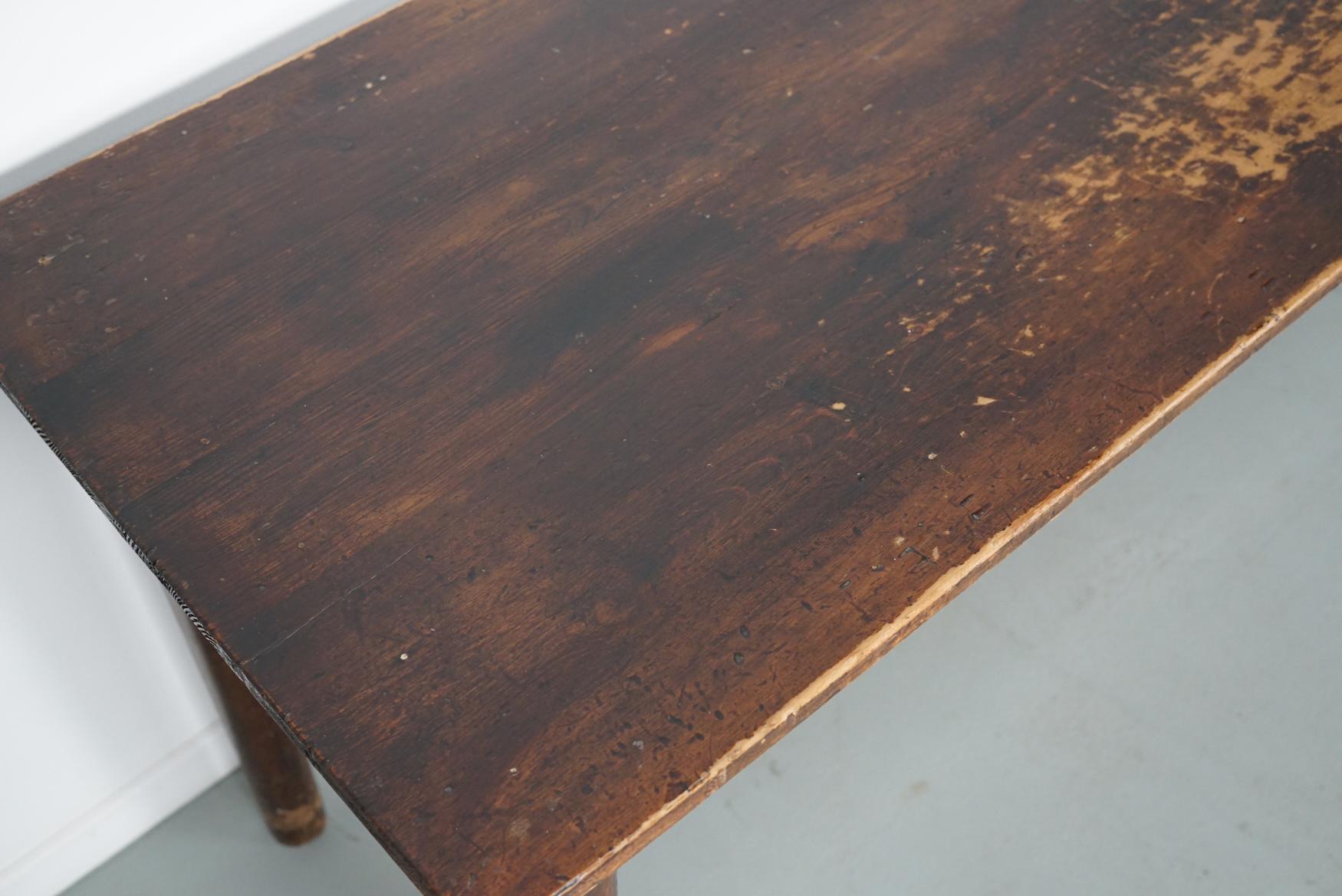 Vintage French Rustic Farmhouse Pine Side Table or Desk, 1950s For Sale 8