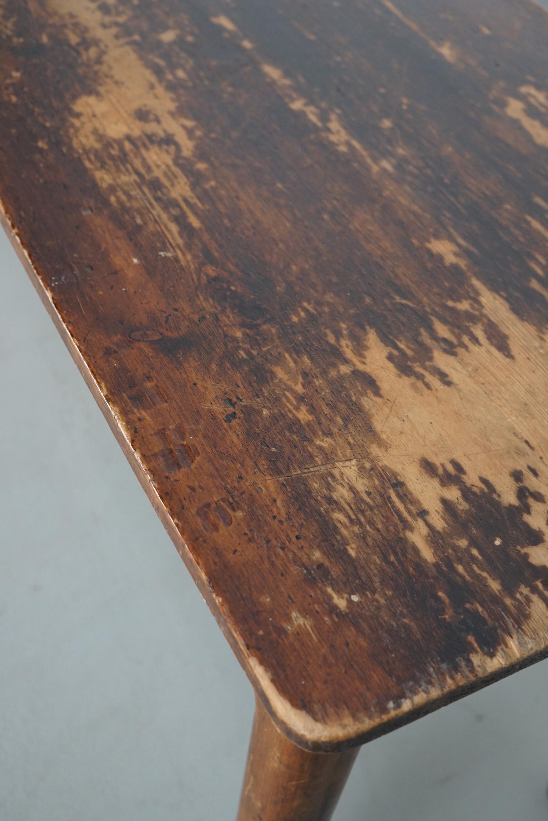 Vintage French Rustic Farmhouse Pine Side Table or Desk, 1950s For Sale 10