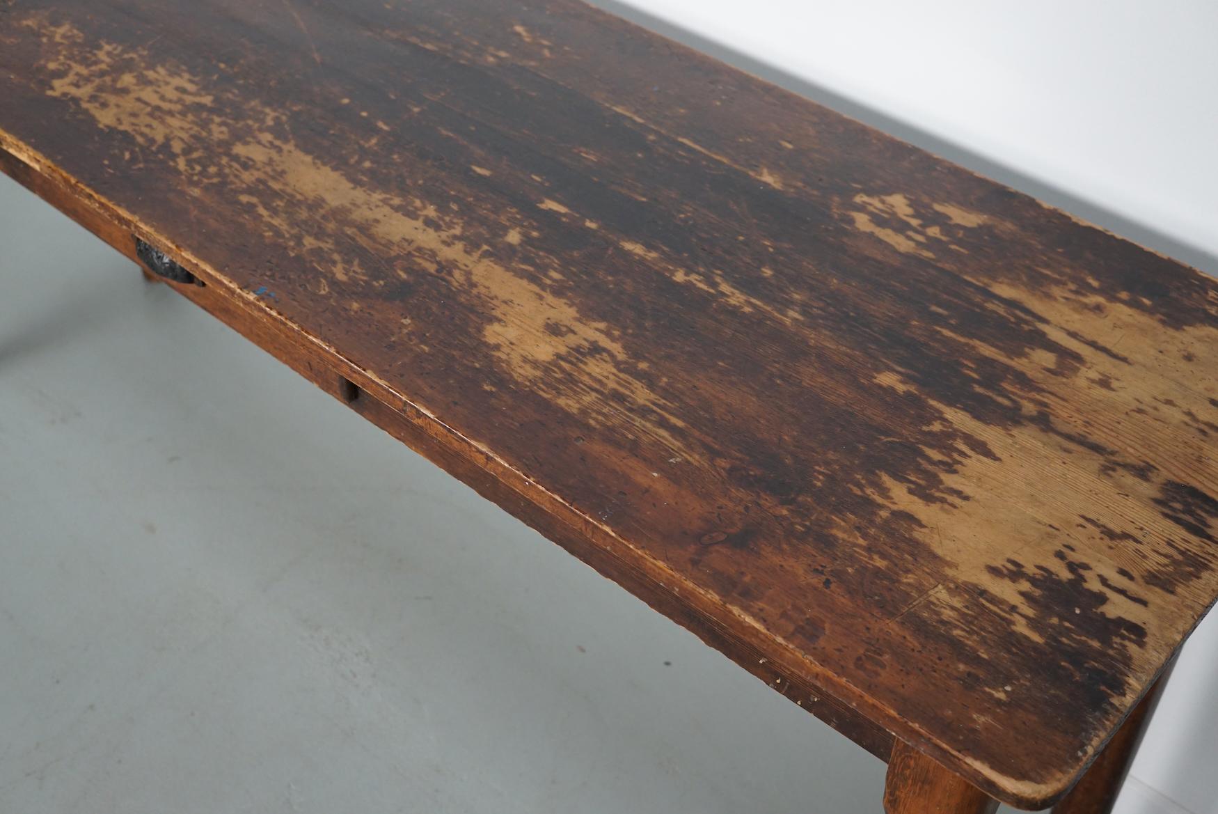 Vintage French Rustic Farmhouse Pine Side Table or Desk, 1950s For Sale 13