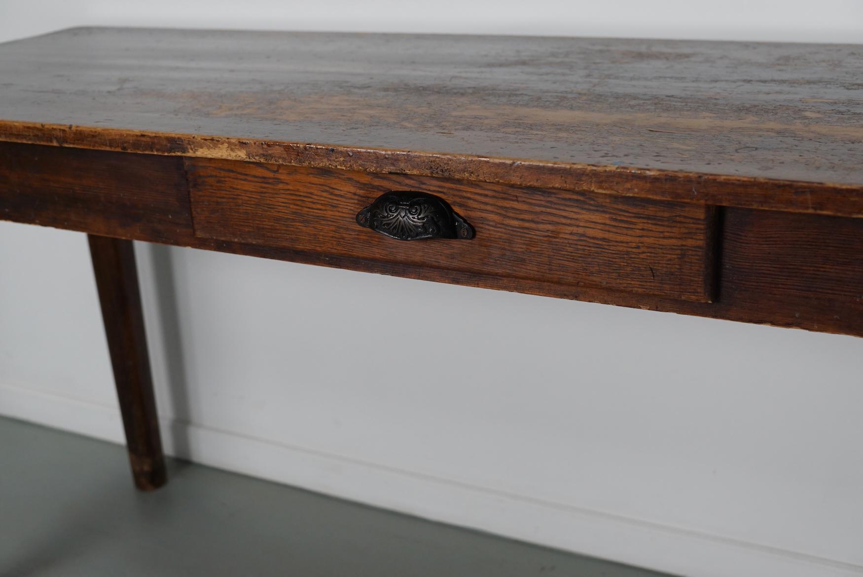 Vintage French Rustic Farmhouse Pine Side Table or Desk, 1950s For Sale 14