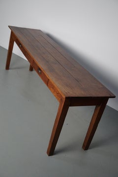 Vintage French Rustic Farmhouse Pitch Pine Side Table or Desk, 1950s