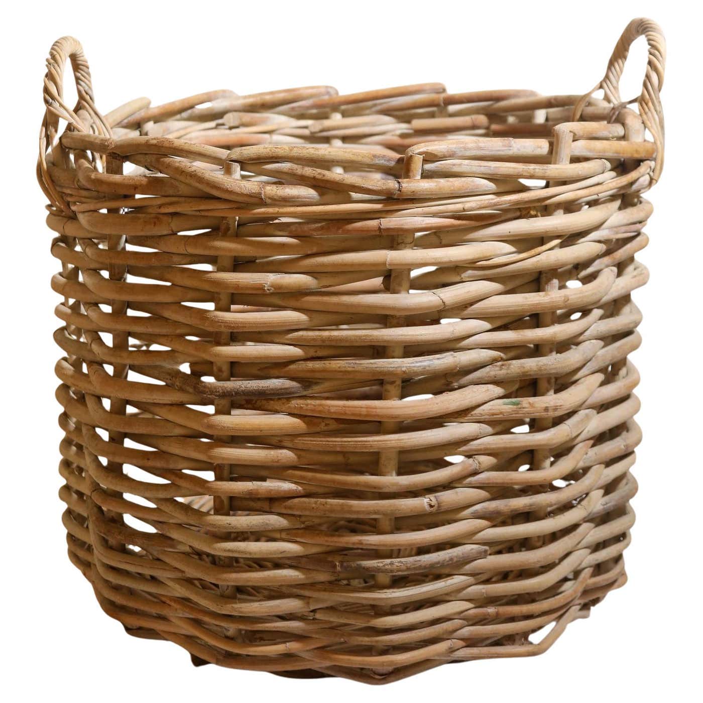 Rustic Log Baskets Vintage French Rustic Large Wicker Woven Log Basket Country House For ...