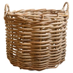 Cesta rústica francesa vintage grande de mimbre tejida Casa de campo