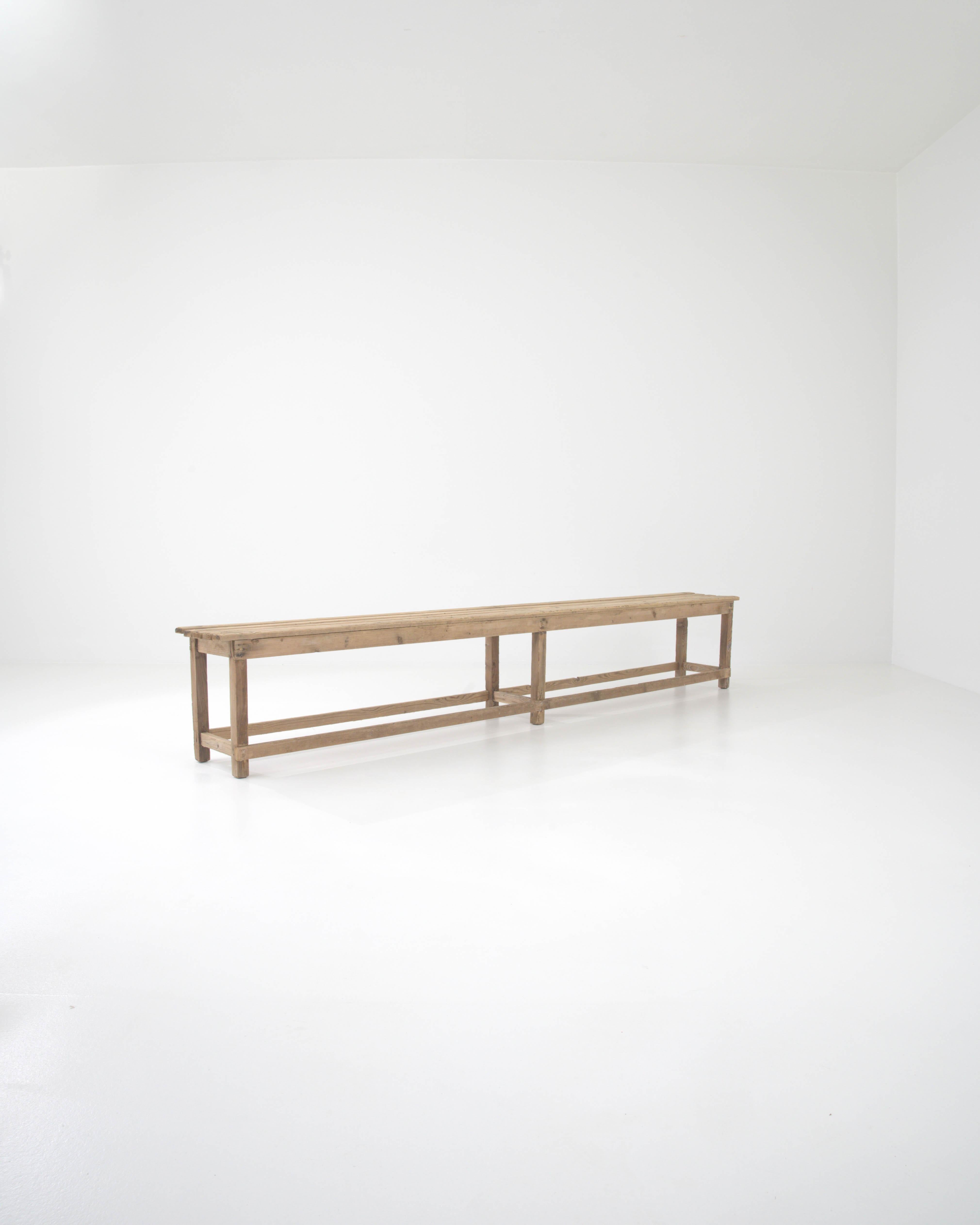 Vintage French Rustic Wooden Bench For Sale at 1stDibs