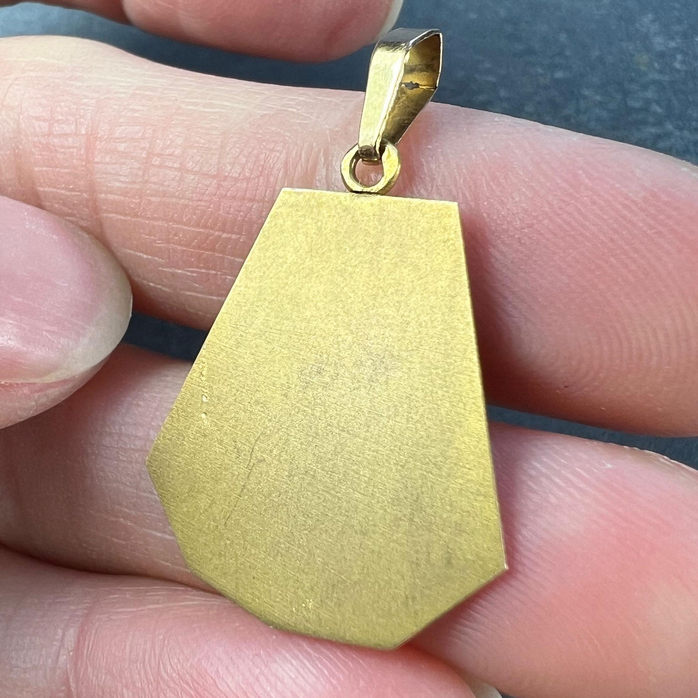 Vintage Französisch Saint Christopher 18K Yellow Gold Medal Anhänger im Angebot 4