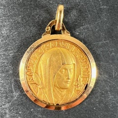 Pendentif en or jaune 18 carats avec médaille de Sainte Isabelle de France Vintage By By