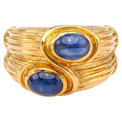 Retro French Sapphire 18k Yellow Gold Ring