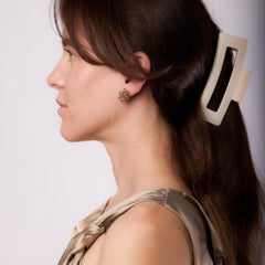 Vintage French sapphire diamond 18k yellow gold earrings