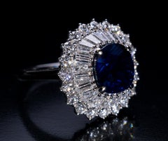 Chaumet Paris 1970s Sapphire Diamond Platinum Ring