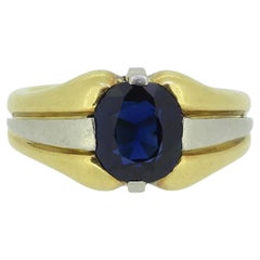 Anillo francés vintage de zafiro Single Stone