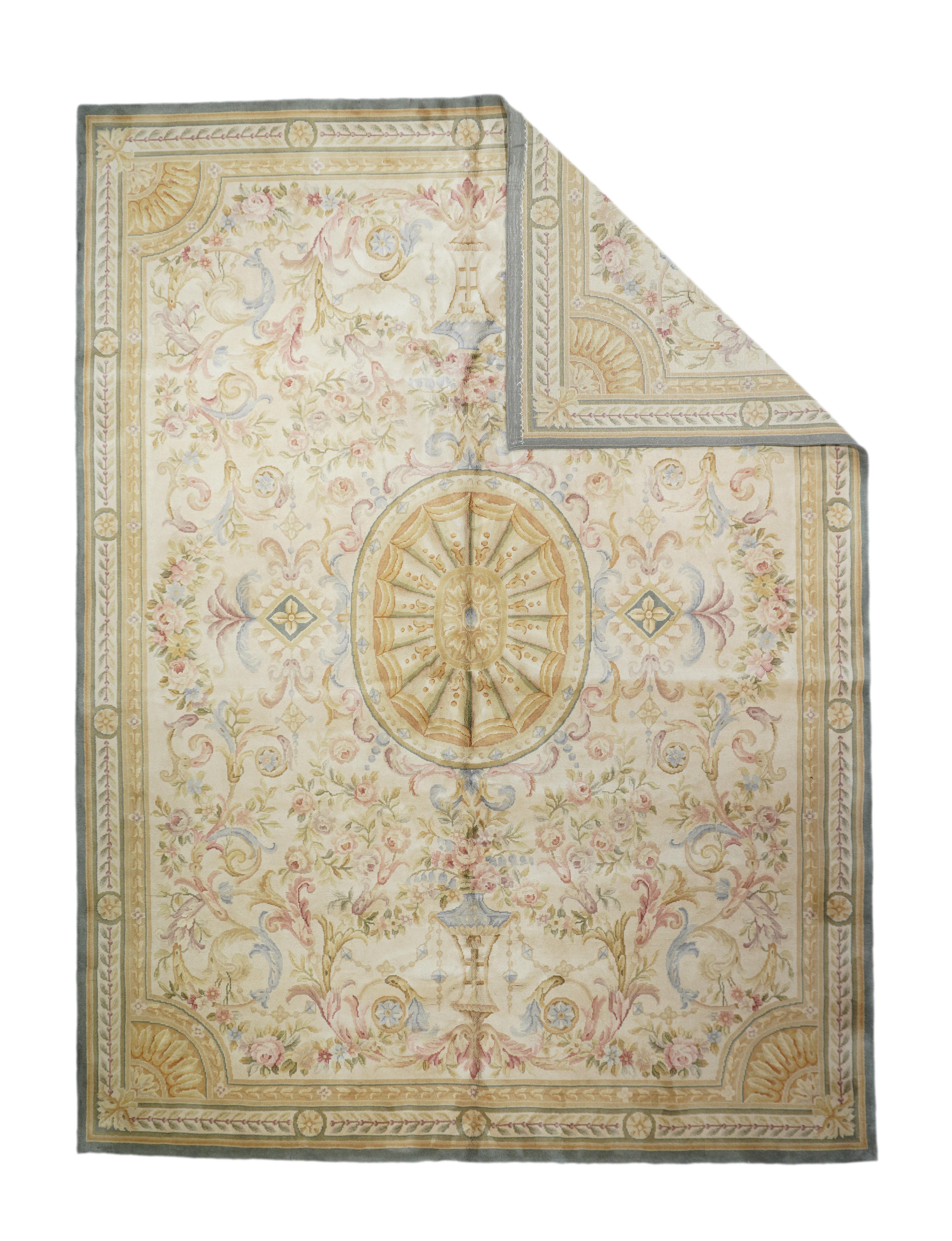 Vintage French Savonnerie Rug 9' x 12'.
