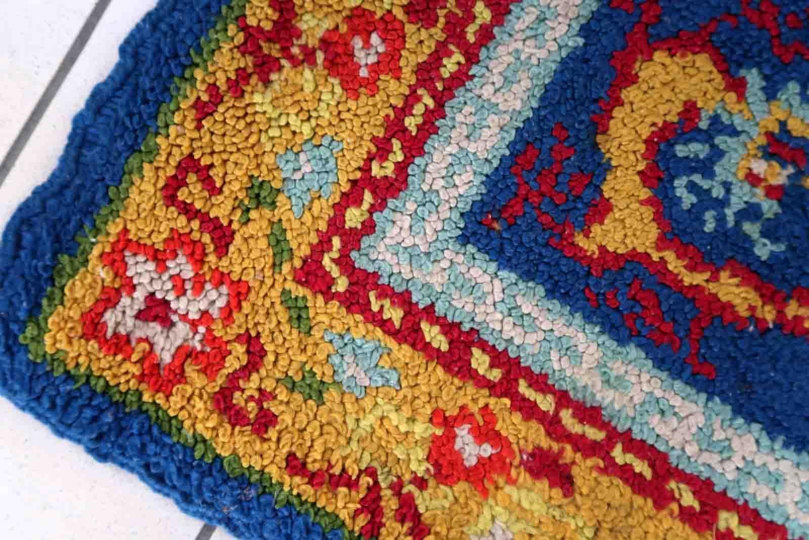 Wool Vintage French Savonnerie Rug, 1960s, 1C840 For Sale