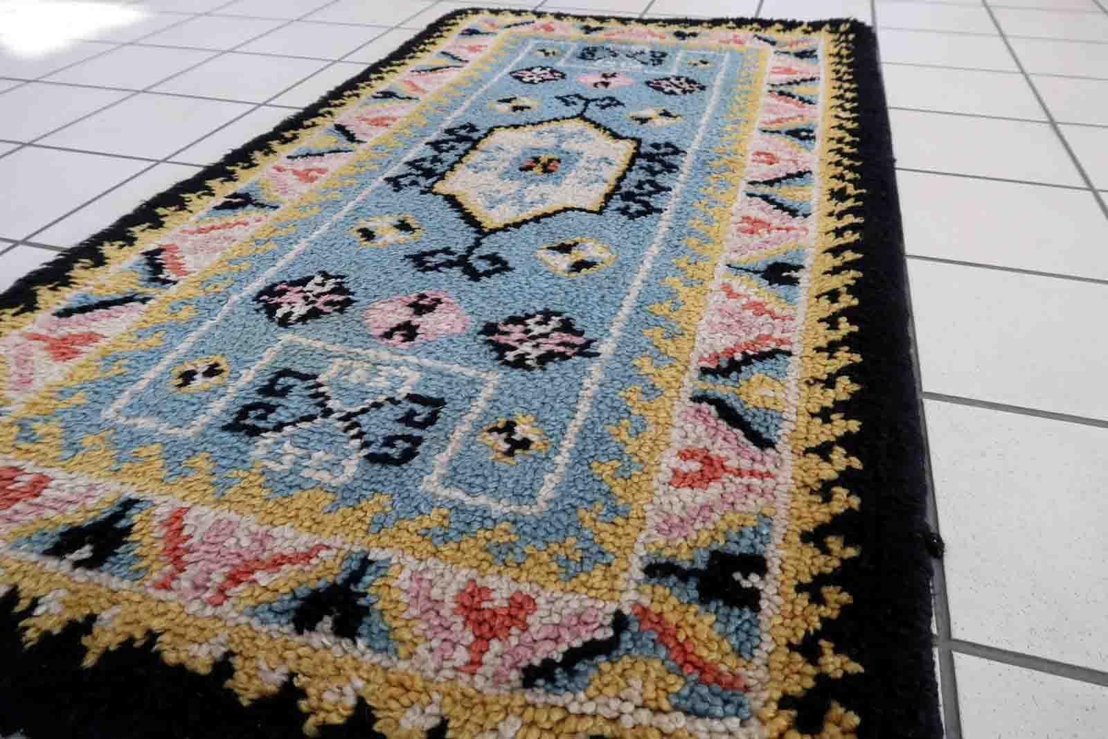 Woven Vintage French Savonnerie Rug, 1960s, 1C887 For Sale