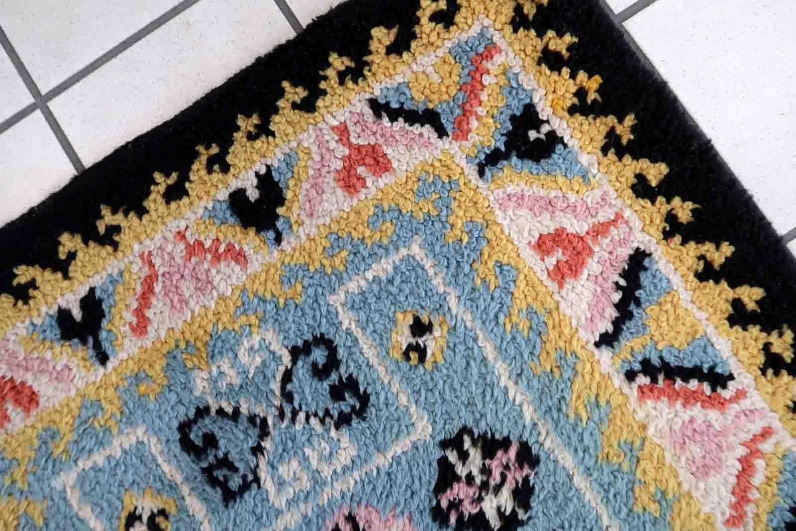 Wool Vintage French Savonnerie Rug, 1960s, 1C887 For Sale