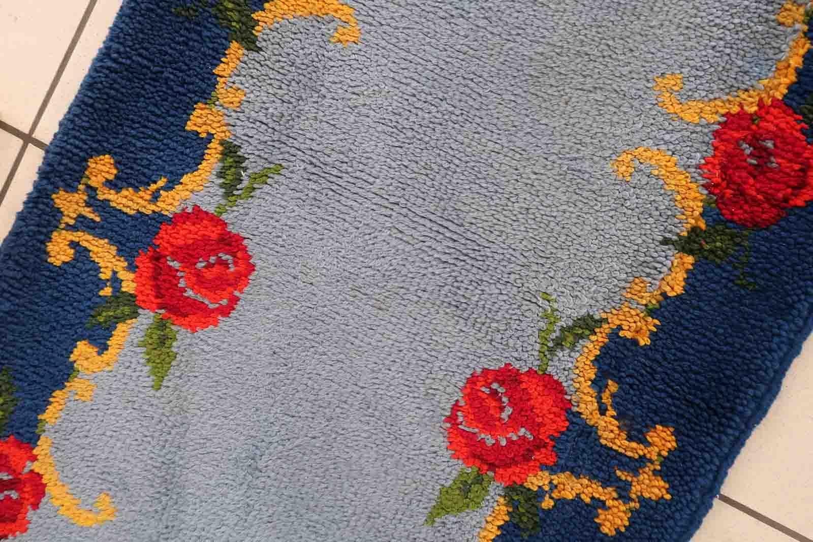 Wool Vintage French Savonnerie Runner, 1960s, 1C1028 For Sale