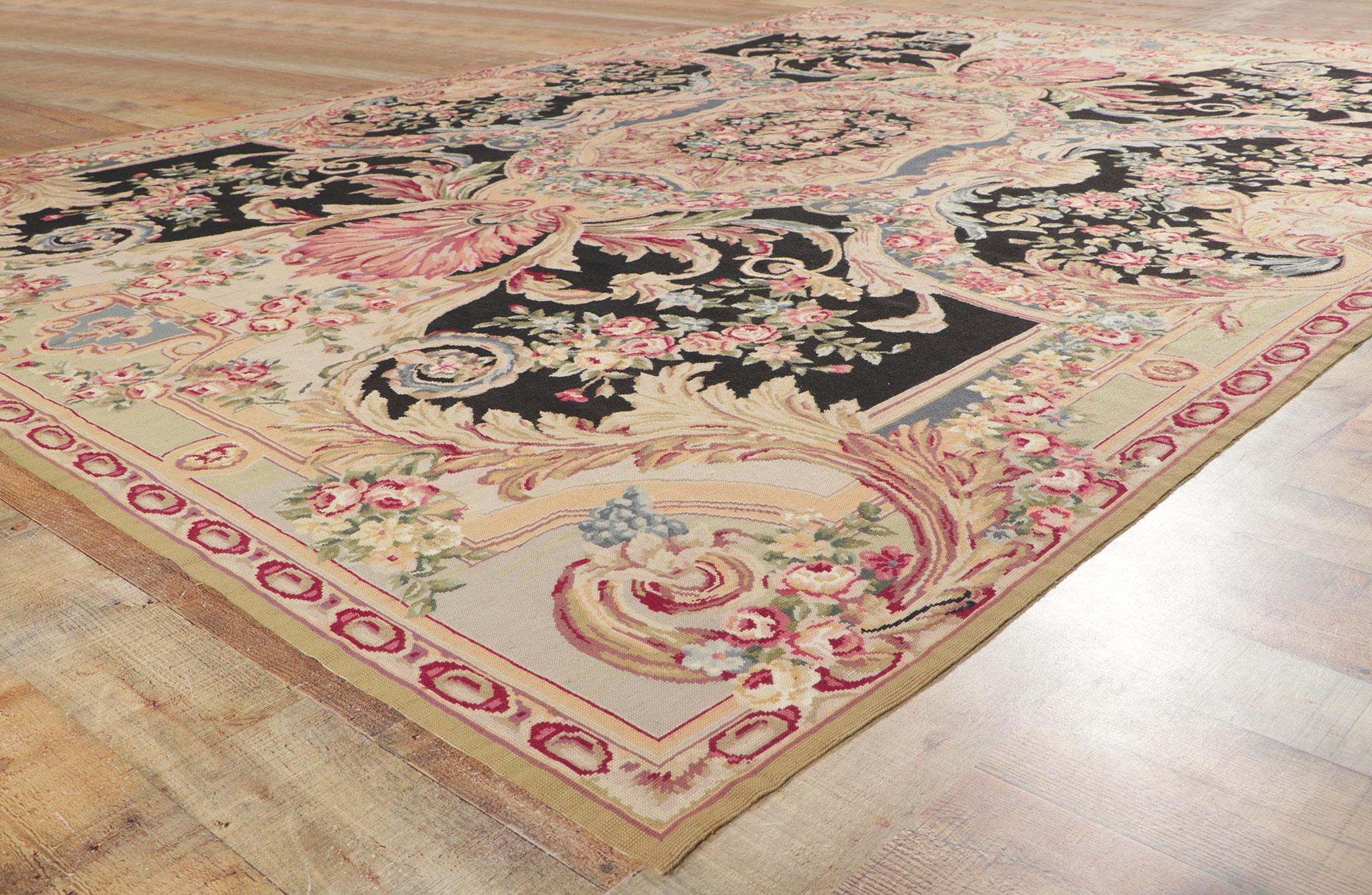 Vintage French Savonnerie Style Needlepoint Rug For Sale 3