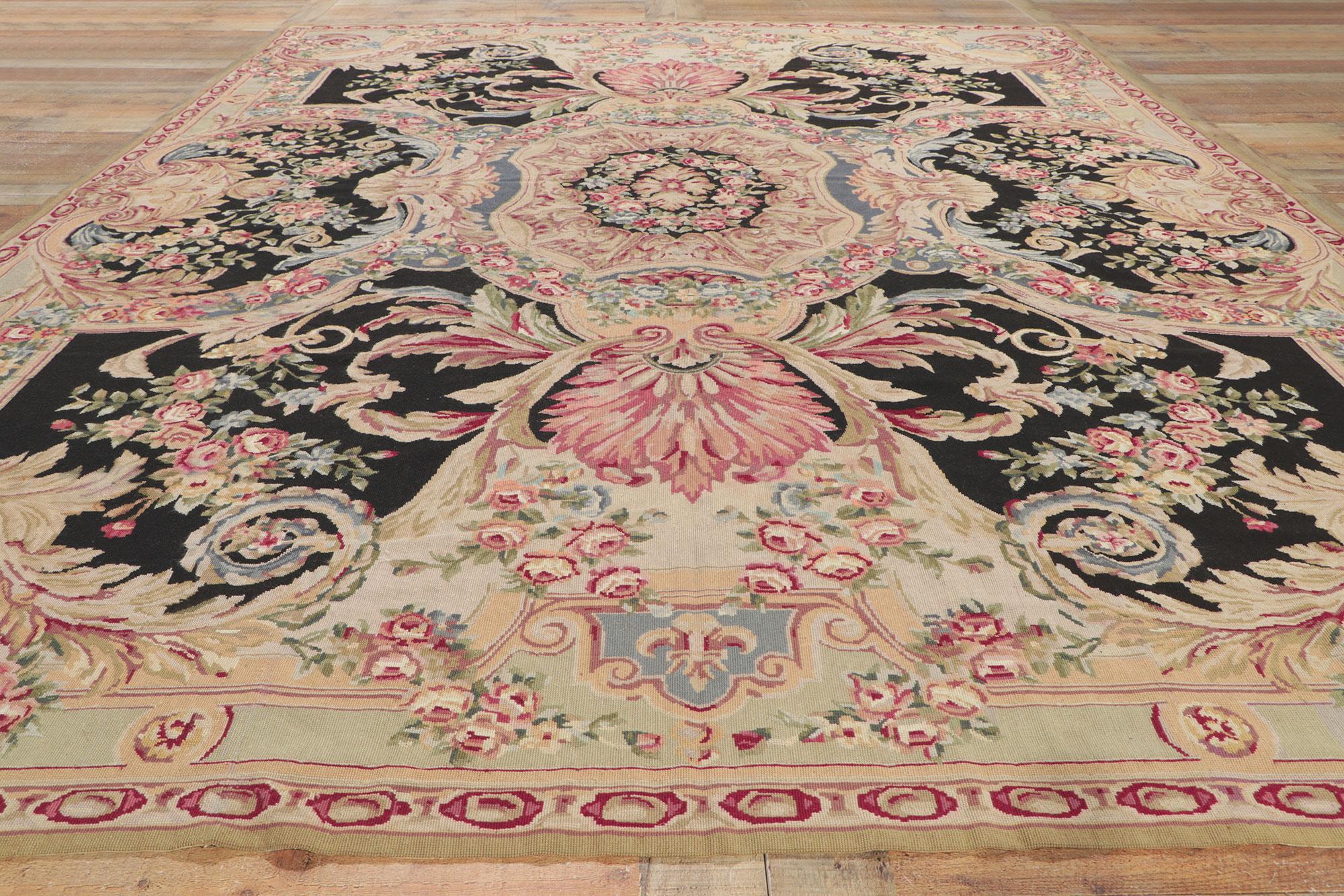 Vintage French Savonnerie Style Needlepoint Rug For Sale 2