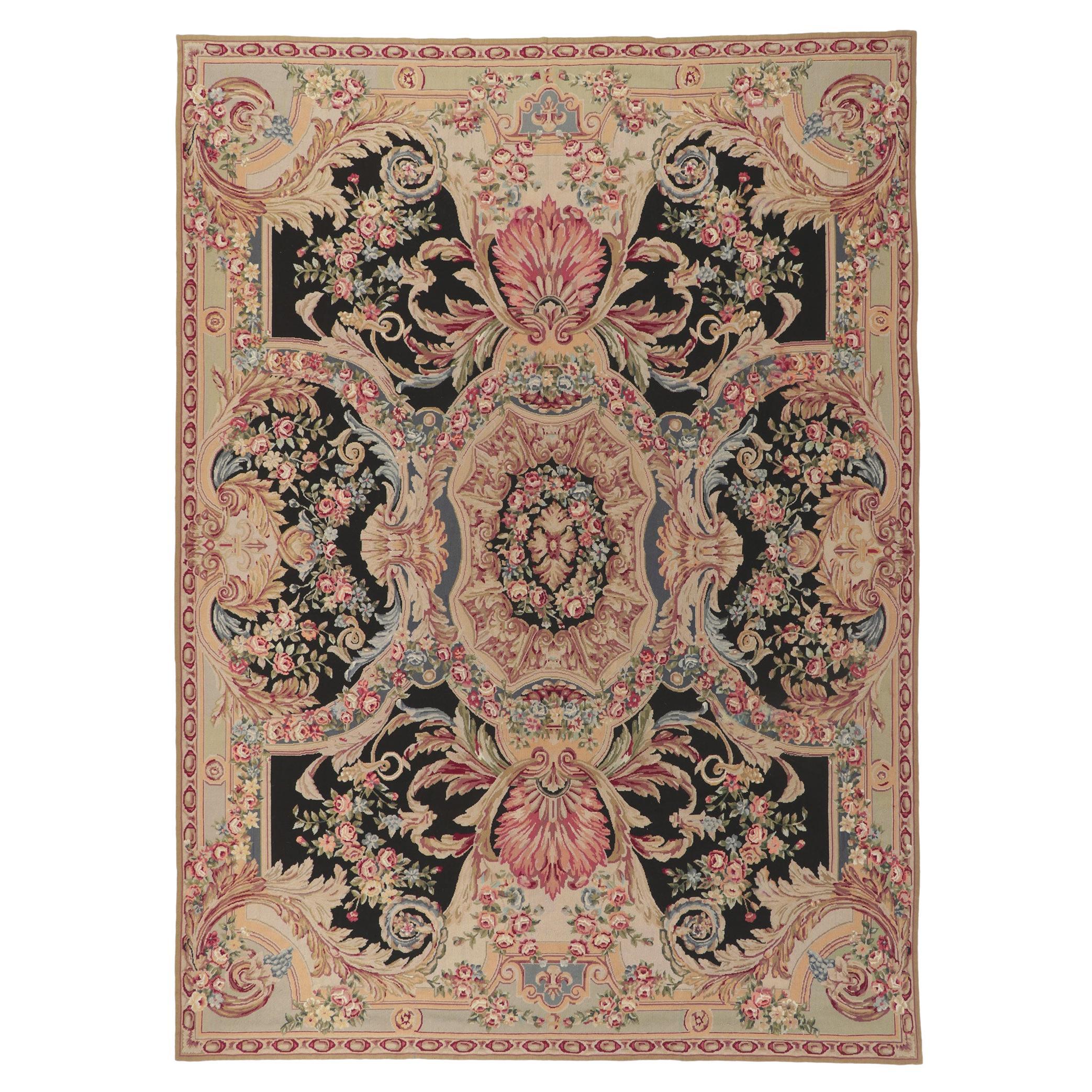 Vintage French Savonnerie Style Needlepoint Rug