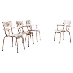 Retro French School Chairs, Set of Four