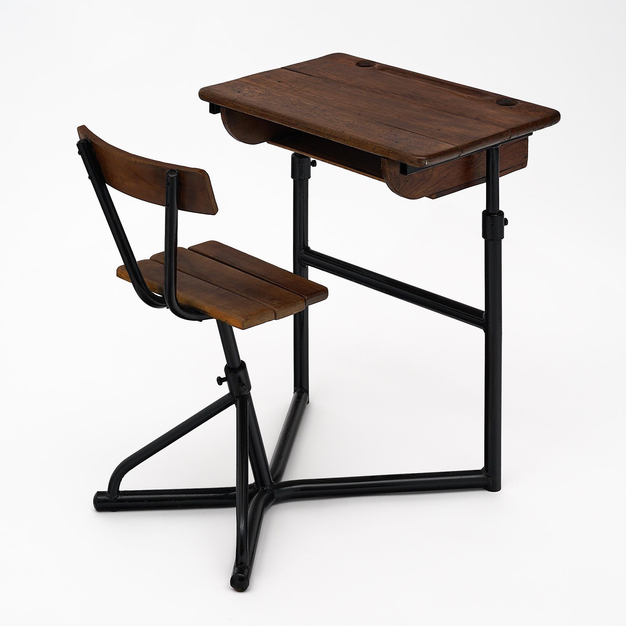 Mid-Century Modern Vintage French School Desk For Sale