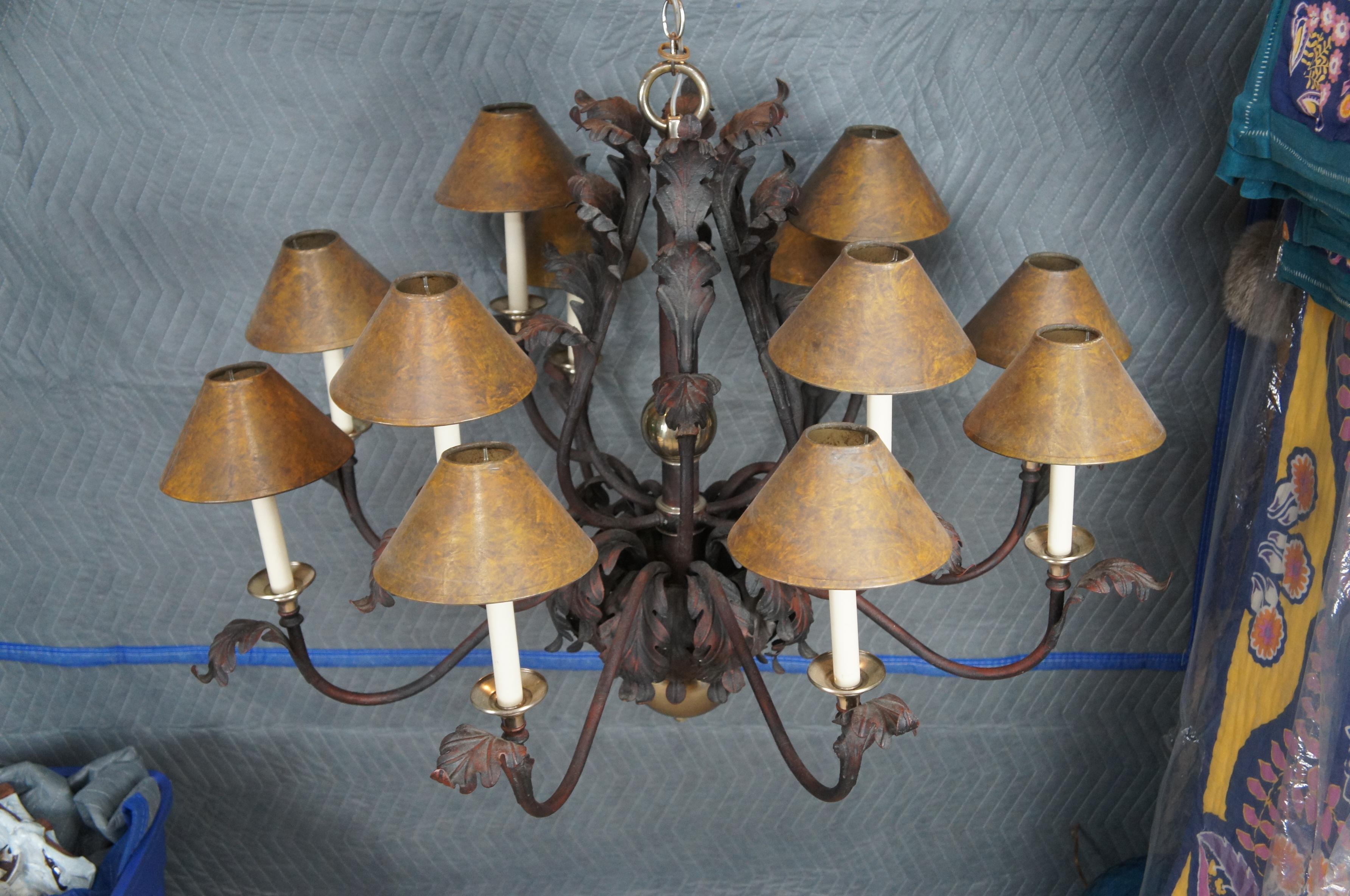 Hart Associates French Scrolled Iron Brass 12 Light Acanthus Leaf Chandelier 44