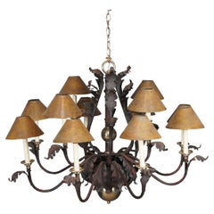 Hart Associates French Scrolled Iron Brass 12 Light Acanthus Leaf Chandelier 44"