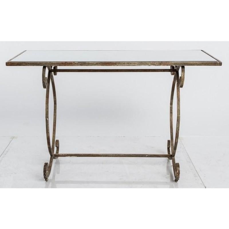 20th Century Vintage French Scrolled Metal Console with Mirror Top