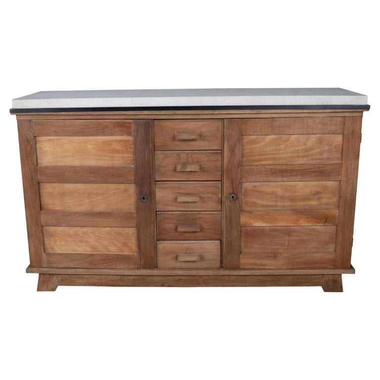 Vintage French Server in Bleached Pine and Oak For Sale at 1stDibs