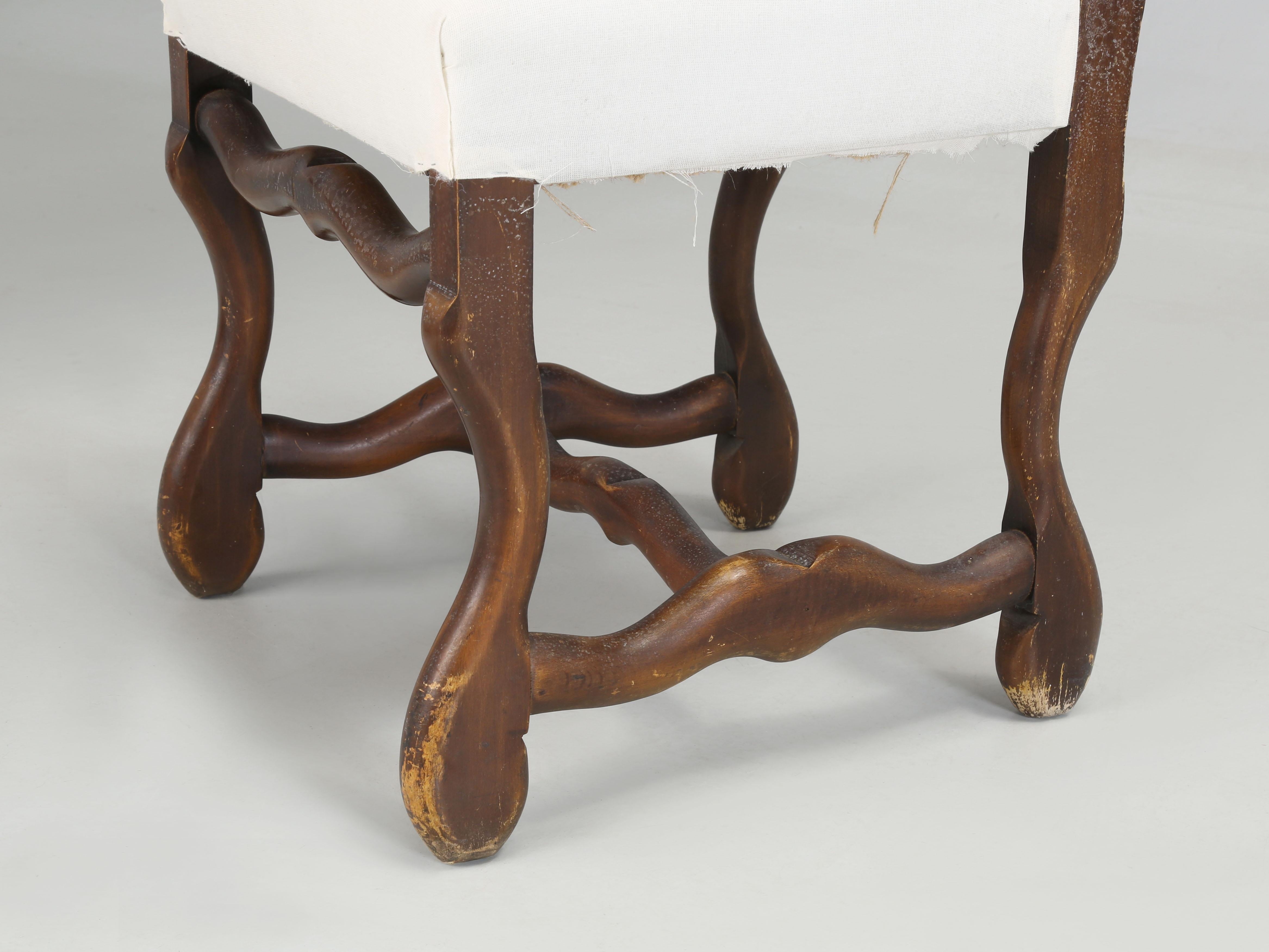 Vintage French Set of (6) Os de Mouton Dining Chairs Horsehair and Coil Springs 3