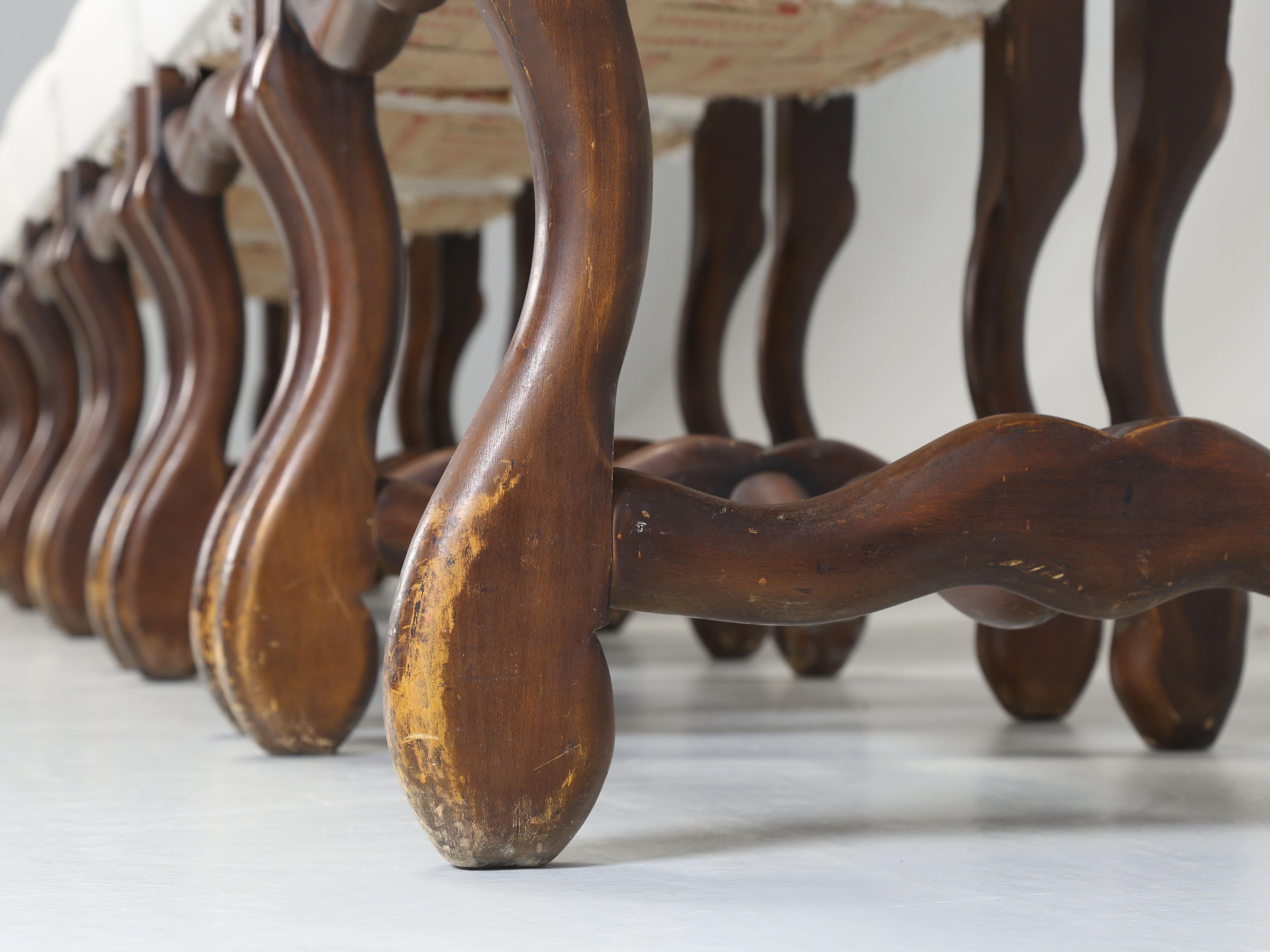 Vintage French Set of (6) Os de Mouton Dining Chairs Horsehair and Coil Springs 5
